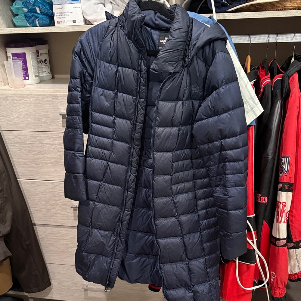 Women's Navy north face parka Puffer Jacket